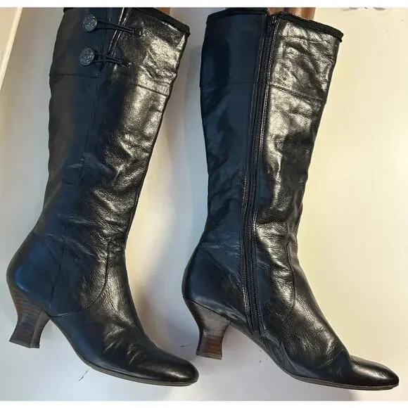 Naya Dalia black leather knee-high boots womens Sz 8